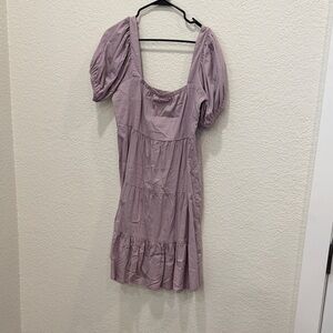 Elegant Babydoll Lavender/Mauve Puff Sleeve Dress